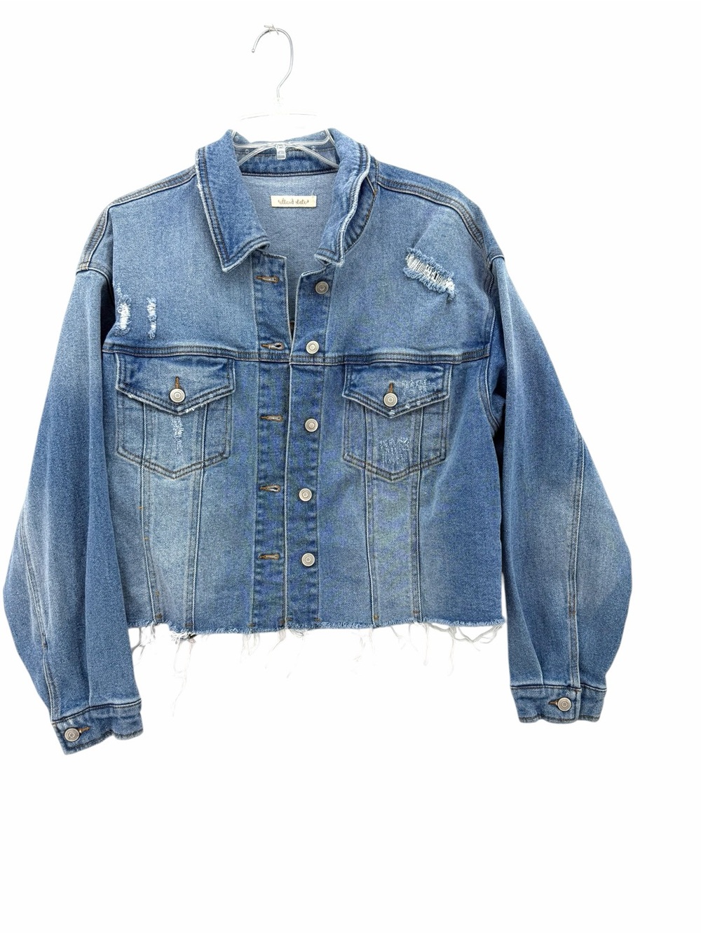 Altar'd State Distressed Blue Denim Jean Jacket